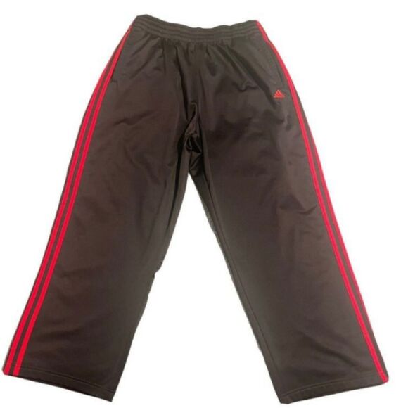 Vintage Adidas Men's Black Red Stripe Tear Away Side Snap Track Pants Sz…